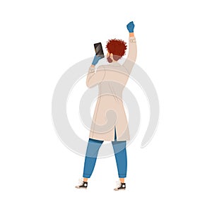 Dissatisfied Man Medical Worker in Uniform Protesting Defending His Rights Vector Illustration