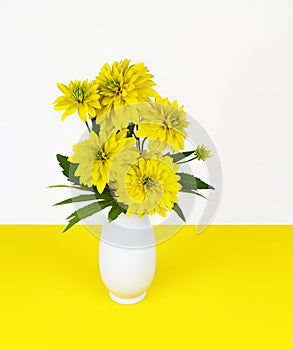 Dissected rudbeckia flowers and leaves in a vase