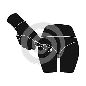 Dissection of a boil on the buttock of a man. Surgery single icon in black style vector symbol stock illustration web.