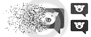 Dissipated Dot Halftone Pig Message Icon