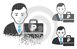 Dissipated Dotted Halftone Rouble Accounter Icon with Face