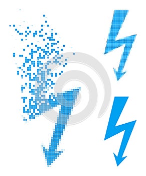 Dissipated and Halftone Dotted High Voltage Icon photo