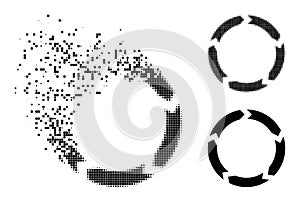 Dissipated and Halftone Pixelated Circulation Icon