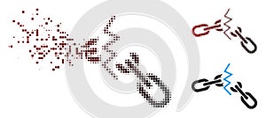 Dissipated Pixel Halftone Broken Chain Icon