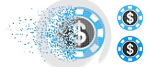 Dissipated Pixel Halftone Money Token Icon photo