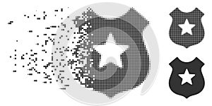 Dissipated Pixel Halftone Police Shield Icon photo