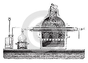 Dissociation of water, vintage engraving