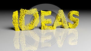 Dissolve animation of word IDEAS in yellow