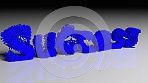 Dissolve animation of word Success in blue