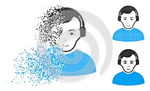 Dissolved Dot Halftone Radioman Icon with Face