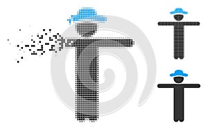Dissolved Dotted Halftone Gentleman Scarescrow Icon