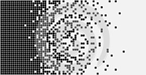Dissolved filled square dotted vector icon with disintegration effect