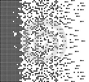 Dissolved filled square dotted vector icon with disintegration effect. Rectangle items are grouped into disappearing