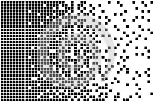 Dissolved filled square dotted vector icon with disintegration effect. Vector rectangle elements are grouped. Isolated