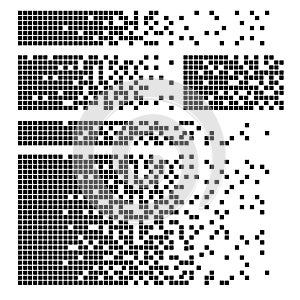 Dissolved filled square dotted vector icon with disintegration effect. Vector rectangle elements are grouped. Isolated