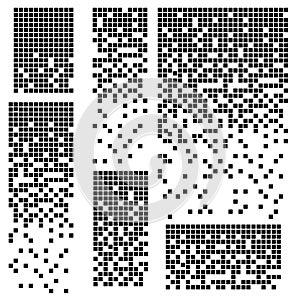 Dissolved filled square dotted vector icon with disintegration effect. Vector rectangle elements are grouped. Isolated