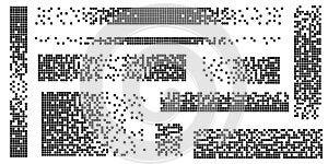 Dissolved filled square dotted vector icon with disintegration effect. Vector rectangle elements are grouped. Isolated