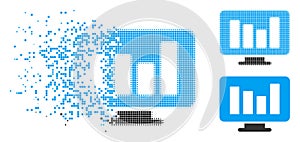 Dissolved Pixel Halftone Bar Chart Monitoring Icon
