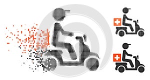 Dissolved Pixel Halftone Drugs Motorbike Delivery Icon