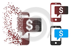 Dissolved Pixel Halftone Money Phone SMS Icon