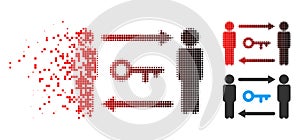 Dissolved Pixel Halftone Persons Key Exchange Icon