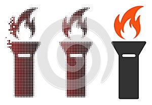 Dissolved Pixel Halftone Torch Flame Icon