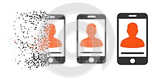 Dissolved Pixelated Halftone Mobile Contact Icon