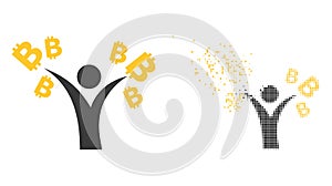 Dissolving Dot and Original Bitcoin Man Icon