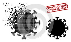 Dissolving Dotted Contagious Virus Icon and Scratched Coronavirus Outbreak Alert Stamp