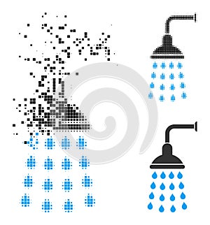 Dissolving and Halftone Pixel Shower Icon