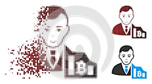 Dissolving Pixel Halftone Bitcoin Trader Icon
