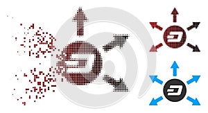 Dissolving Pixel Halftone Dash Coin Payout Arrows Icon