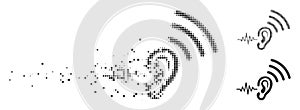 Dissolving Pixel Halftone Listen And Transmit Icon