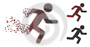 Dissolving Pixel Halftone Running Man Icon photo