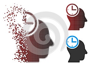Dissolving Pixel Halftone Time Thinking Head Icon