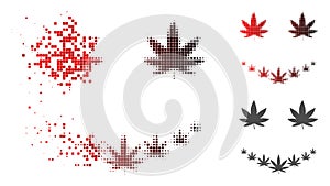 Dissolving Pixelated Halftone Marihuana Smile Icon