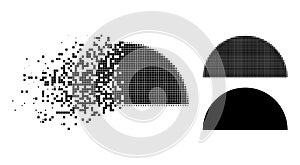 Dissolving Pixelated Semisphere Icon with Halftone Version photo