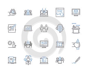 Distance-based partners line icons collection. Collaboration, Partnership, Distance, Relationship, Connectivity