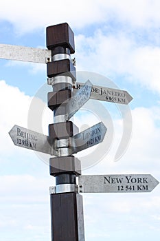 Distance and direction sign, Cape of Good Hope, Cape Town, South Africa