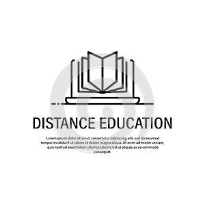 Distance education icon. Course, webinar, online lesson. Vector on isolated white background. EPS 10