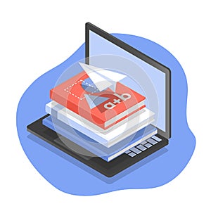 Distance education isometric illustration.