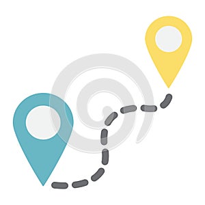 Distance flat icon, navigation route, map pointer