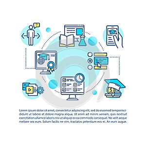 Distance learning courses concept icon with text