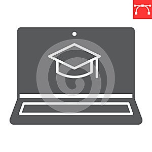 Distance learning glyph icon