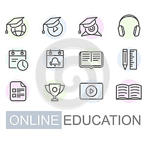 Distance learning and online education icon set - tutorials