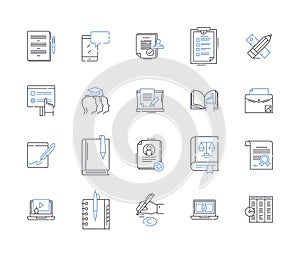 distance learning outline icons collection. Distance, Learning, Online, Education, Virtual, Course, Program vector and photo