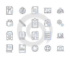 distance learning outline icons collection. Distance, Learning, Online, Education, Virtual, Course, Program vector and photo