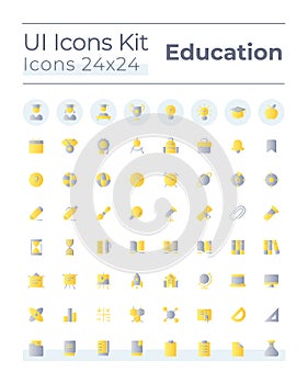 Distance learning platform flat gradient two-color ui icons set