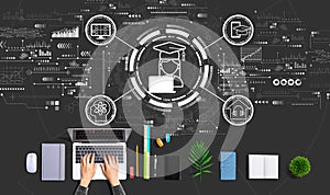 Distance learning theme with person using a laptop