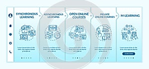 Distance learning types onboarding vector template